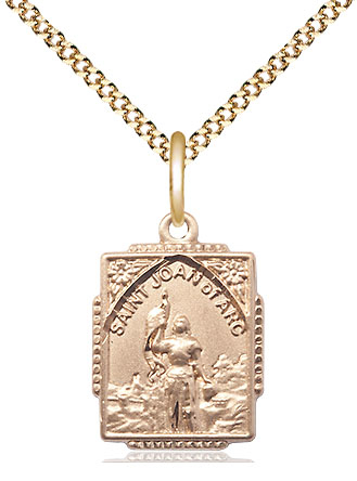 14kt Gold Filled Saint Joan of Arc Pendant on a 18 inch Gold Plate Light Curb chain