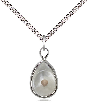 Sterling Silver Mustard Seed Pendant on a 18 inch Light Rhodium Light Curb chain