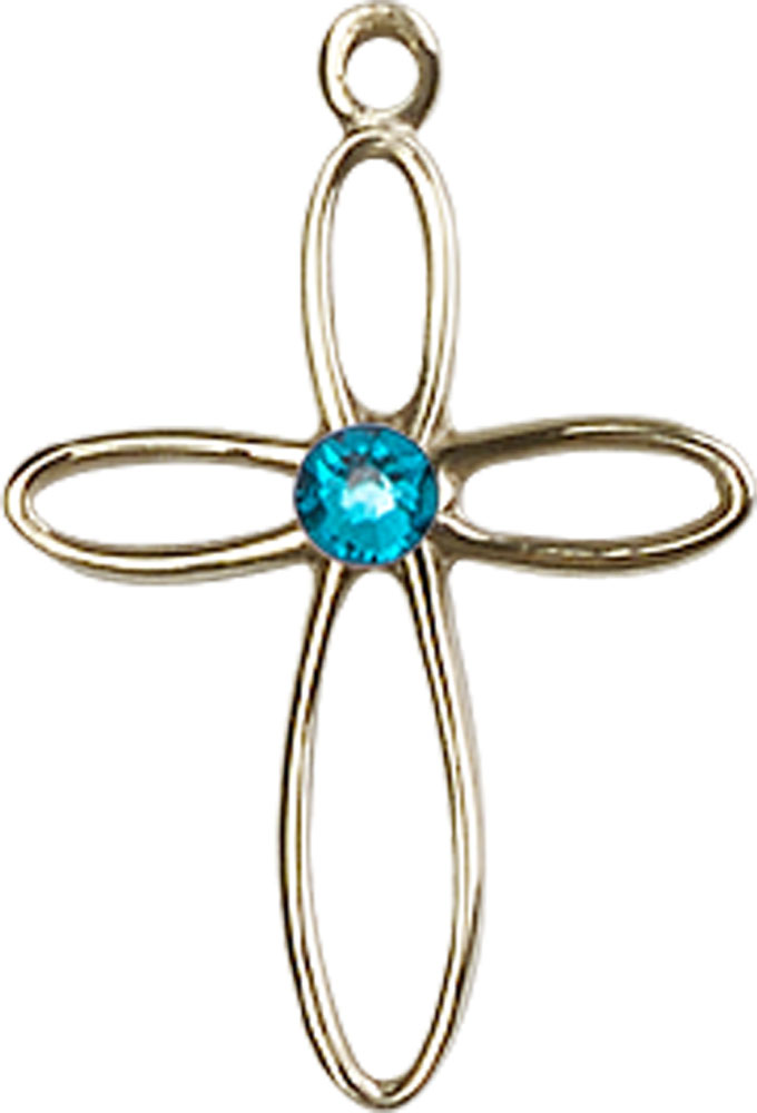 14kt Gold Filled Loop Cross Medal with a 3mm Zircon Swarovski stone