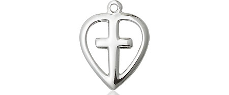 Sterling Silver Heart Cross Medal