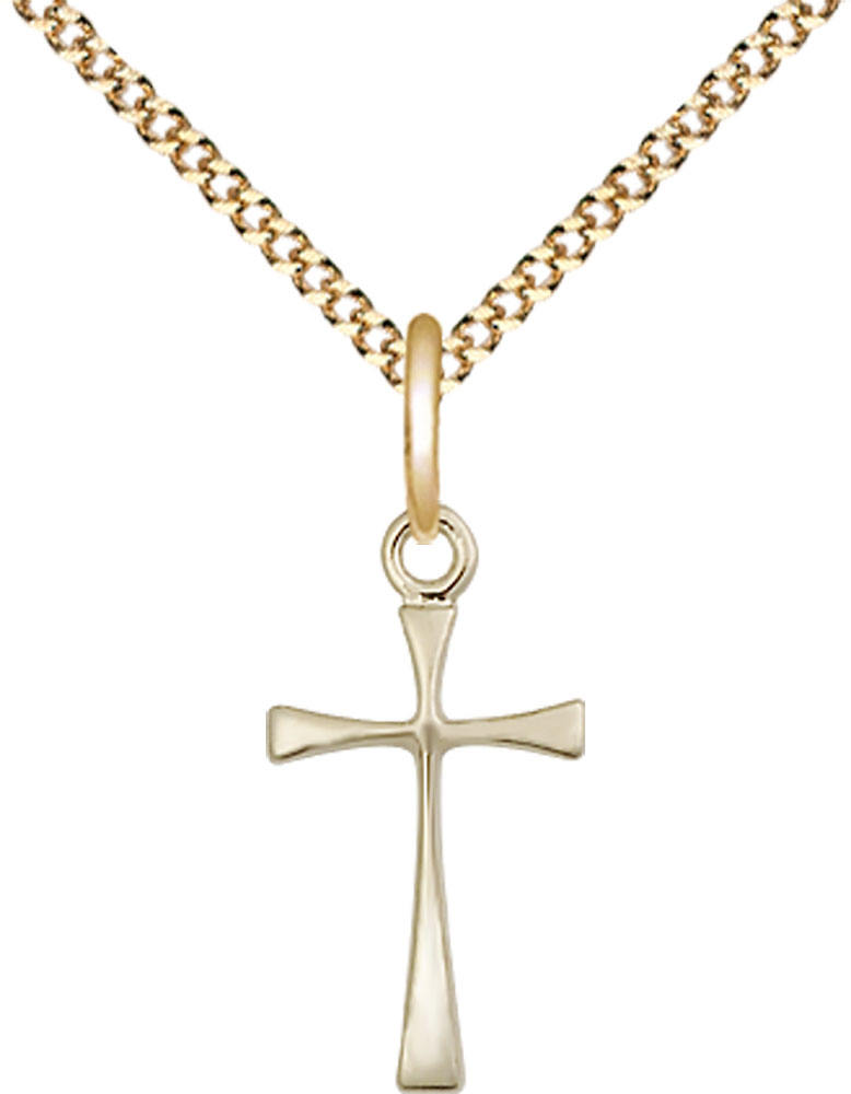 14kt Gold Filled Maltese Cross Pendant on a 18 inch Gold Plate Light Curb chain