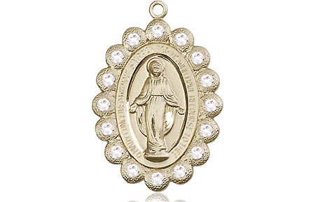 14kt Gold Filled Miraculous Medal with Crystal Swarovski stones