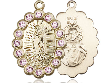 14kt Gold Filled Our Lady of Guadalupe Medal with LA Swarovski stones
