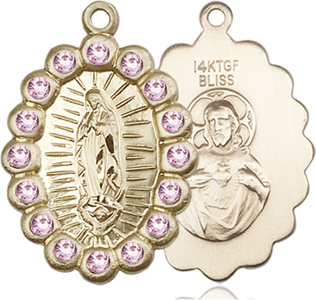 14kt Gold Filled Our Lady of Guadalupe Medal with LA Swarovski stones
