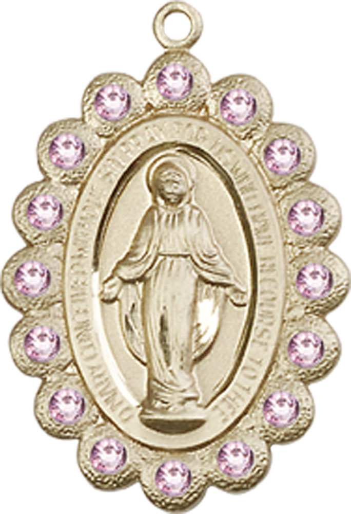 14kt Gold Miraculous Medal with LA Swarovski stones