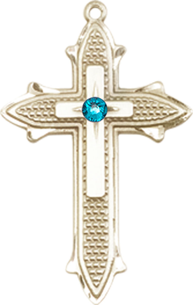 14kt Gold Filled Cross on Cross Medal with a 3mm Zircon Swarovski stone