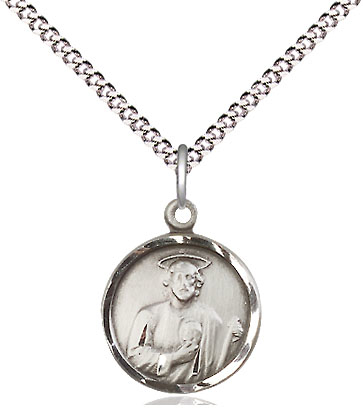 Sterling Silver Saint Jude Pendant on a 18 inch Light Rhodium Light Curb chain