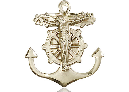 14kt Gold Filled Anchor Crucifix Medal