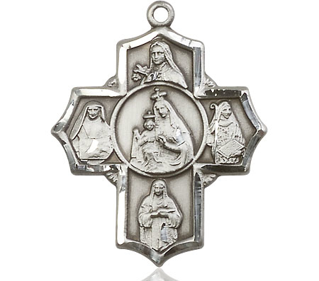 Sterling Silver Our Lady of Mount Carmel 4-Way Medal