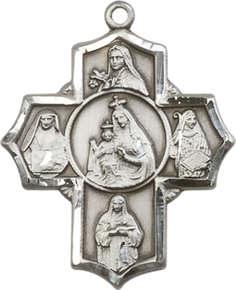 Sterling Silver Our Lady of Mount Carmel 4-Way Medal
