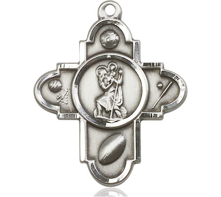 Sterling Silver Sports 5-Way St Christopher Medal