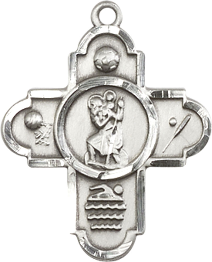 Sterling Silver 5-Way St Christopher Sports Medal