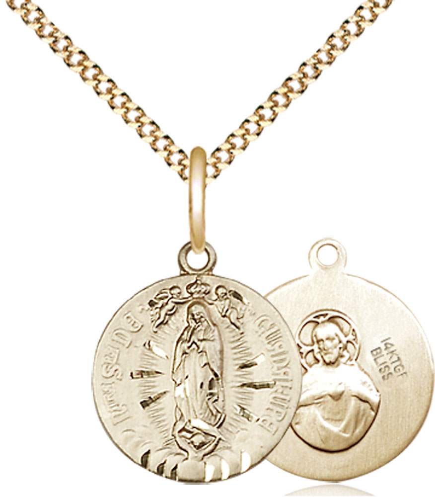 14kt Gold Filled Our Lady of Guadalupe Pendant on a 18 inch Gold Plate Light Curb chain