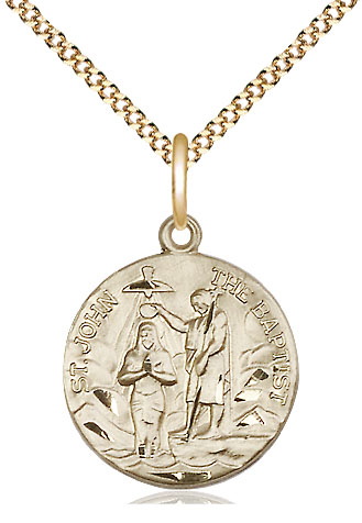 14kt Gold Filled Saint John the Baptist Pendant on a 18 inch Gold Plate Light Curb chain