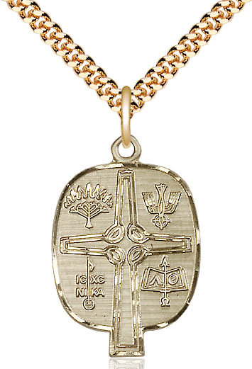 14kt Gold Filled Presbyterian Pendant on a 24 inch Gold Plate Heavy Curb chain