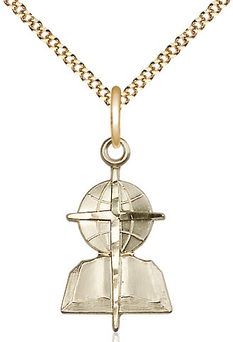 14kt Gold Filled Southern Baptist Pendant on a 18 inch Gold Plate Light Curb chain