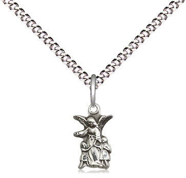 Sterling Silver Littlest Angel Pendant on a 18 inch Light Rhodium Light Curb chain