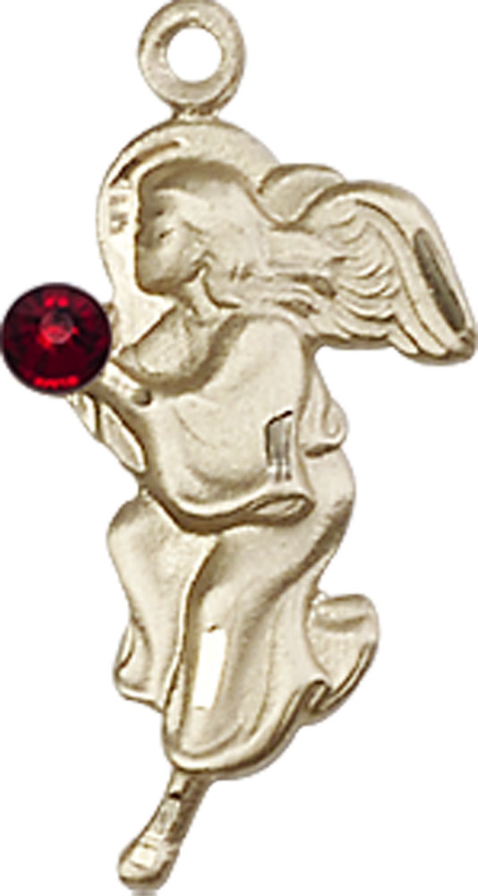 14kt Gold Filled Guardian Angel Medal with a 3mm Garnet Swarovski stone