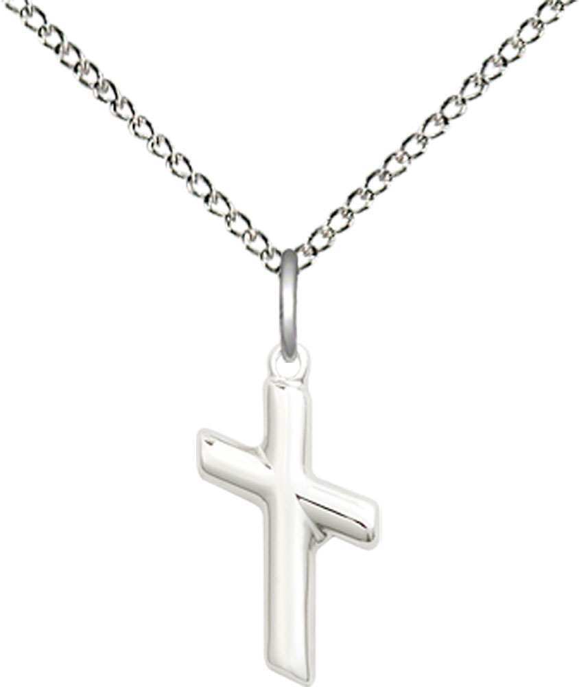 Sterling Silver Cross Pendant on a 18 inch Sterling Silver Light Curb chain