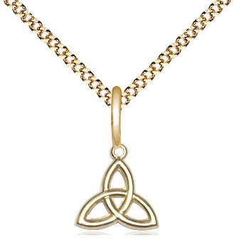 14kt Gold Filled Trinity Irish Knot Pendant on a 18 inch Gold Plate Light Curb chain