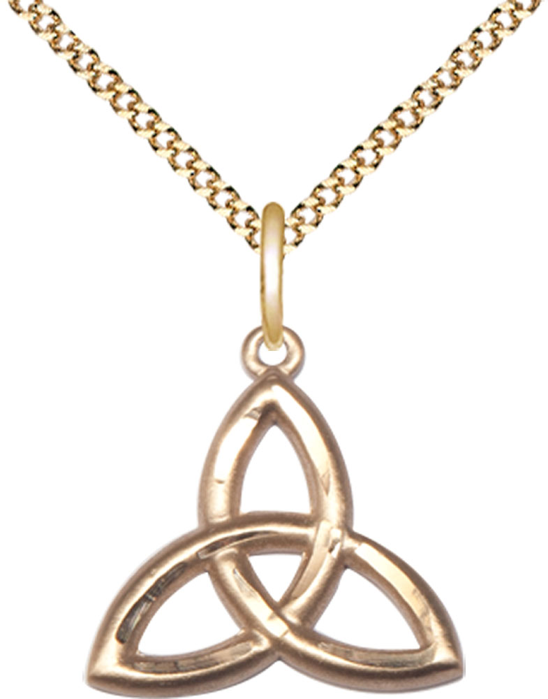 14kt Gold Filled Trinity Irish Knot Pendant on a 18 inch Gold Plate Light Curb chain