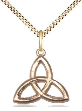 14kt Gold Filled Trinity Irish Knot Pendant on a 18 inch Gold Plate Light Curb chain