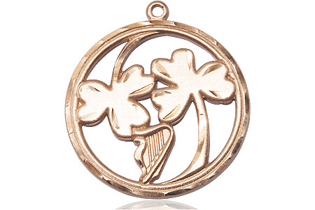 14kt Gold Filled Irish Shamrock Harp Medal