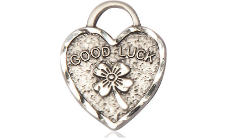 Sterling Silver Good Luck Shamrock Heart Medal