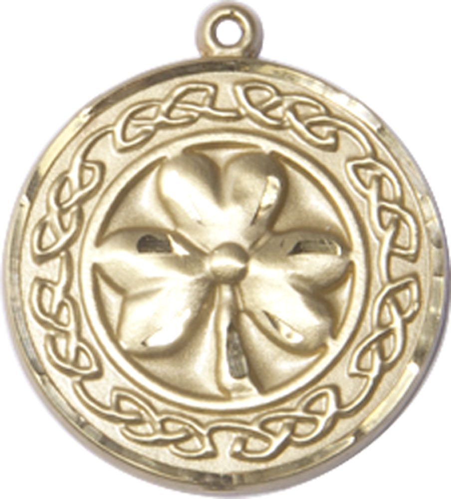 14kt Gold Shamrock w/Celtic Border Medal