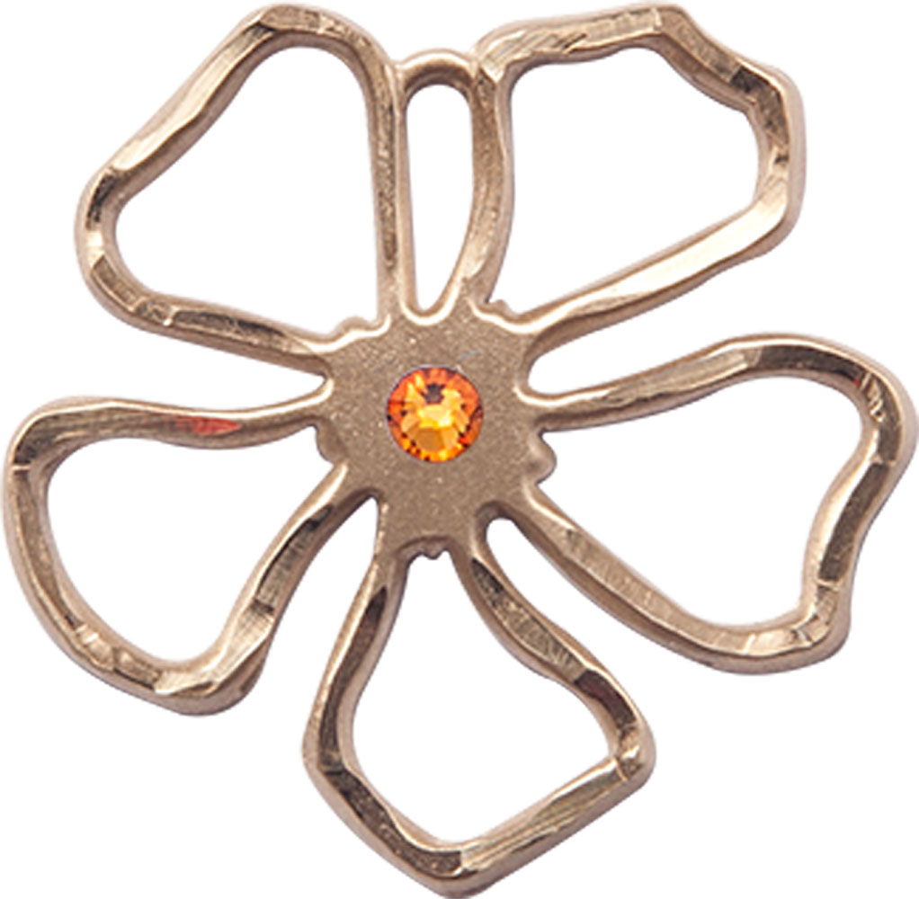 14kt Gold Filled Five Petal Flower Medal with a 3mm Topaz Swarovski stone