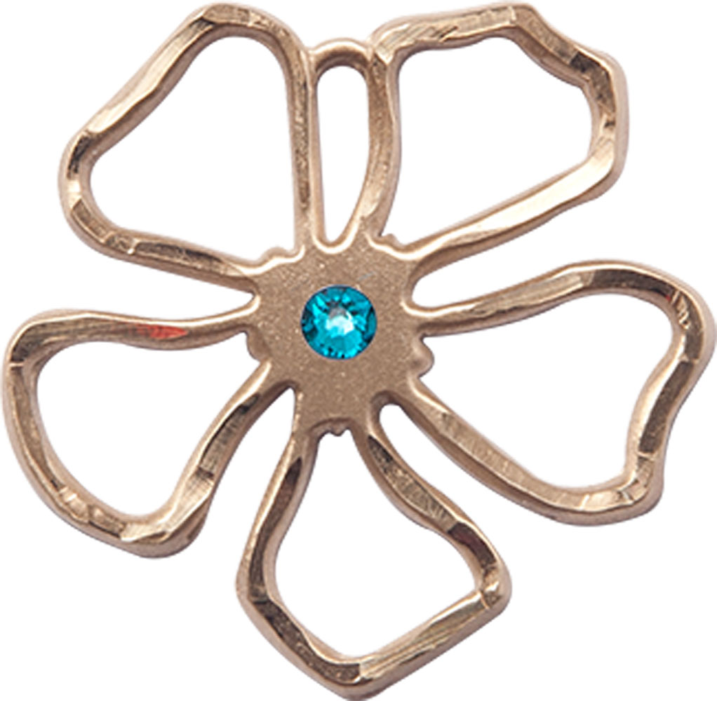 14kt Gold Filled Five Petal Flower Medal with a 3mm Zircon Swarovski stone