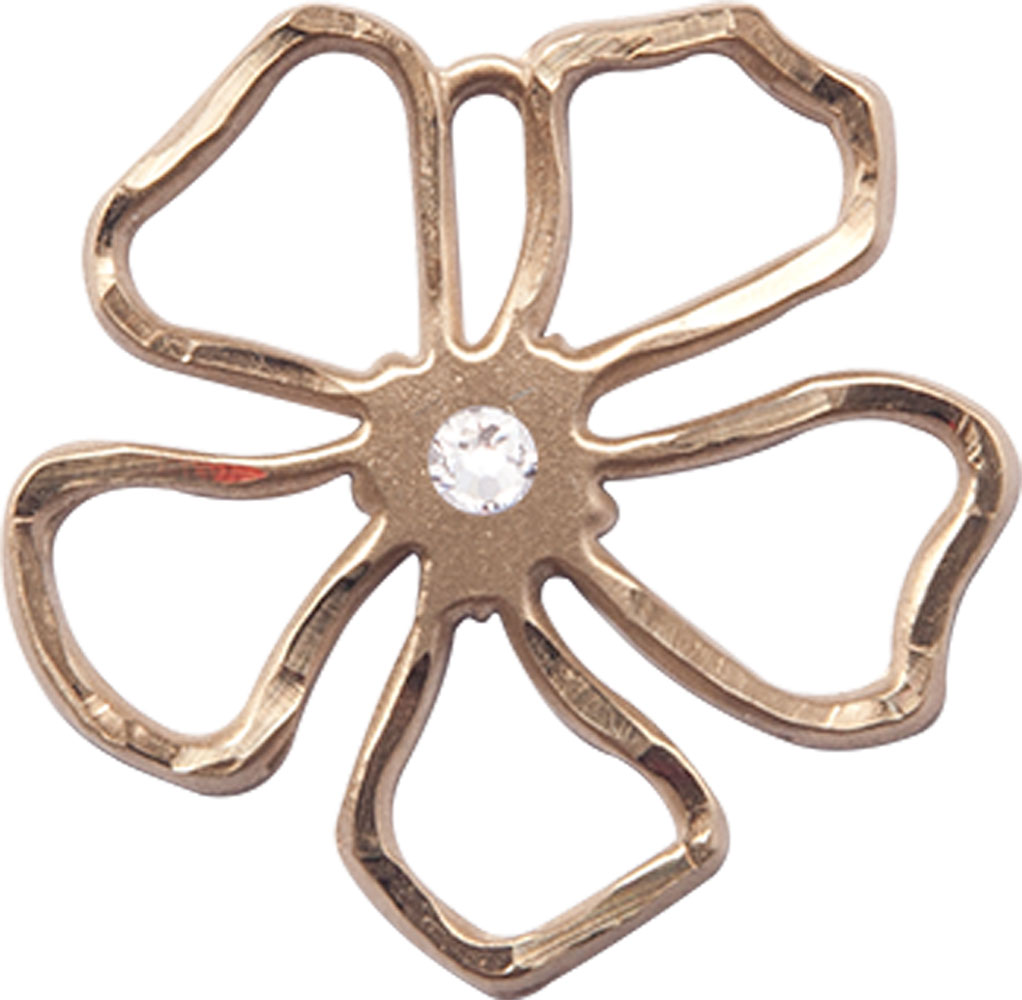 14kt Gold Filled Five Petal Flower Medal with a 3mm Crystal Swarovski stone