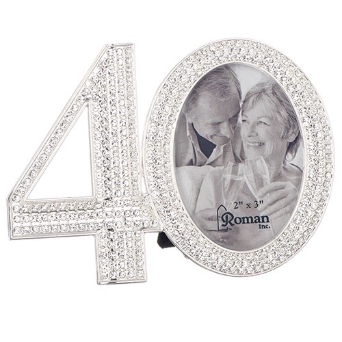 3.25&quot;H 40th Rhhinestone Frame