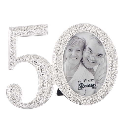 3.25&quot;H 50th Rhinestone Frame