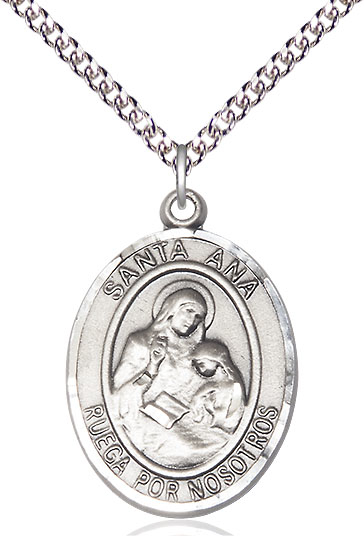 Sterling Silver Santa Ana Pendant on a 24 inch Sterling Silver Heavy Curb chain