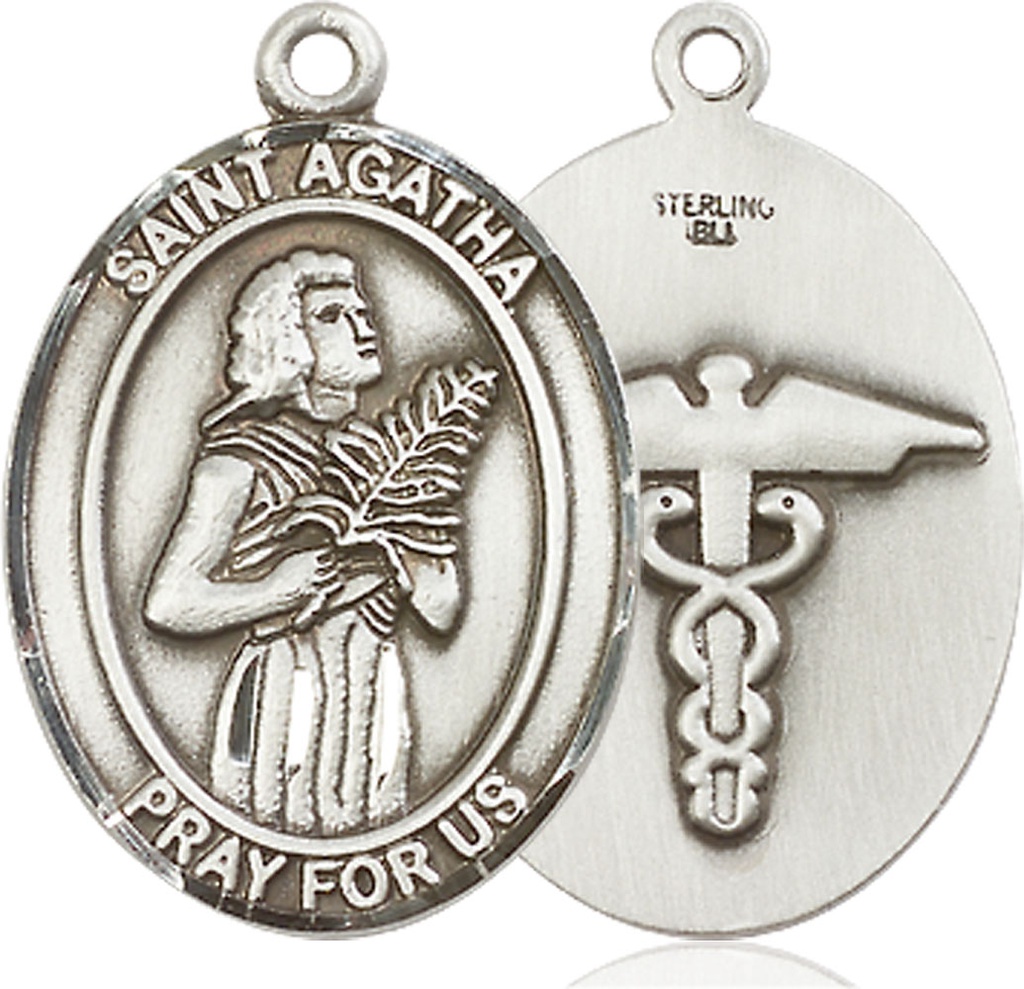 Sterling Silver Saint Agatha Nurse Medal