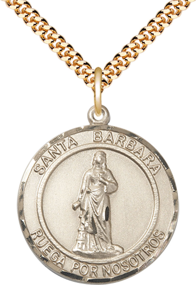 14kt Gold Filled Santa Barbara Pendant on a 24 inch Gold Filled Heavy Curb chain