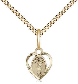 14kt Gold Filled Our Lady of Guadalupe Pendant on a 18 inch Gold Plate Light Curb chain