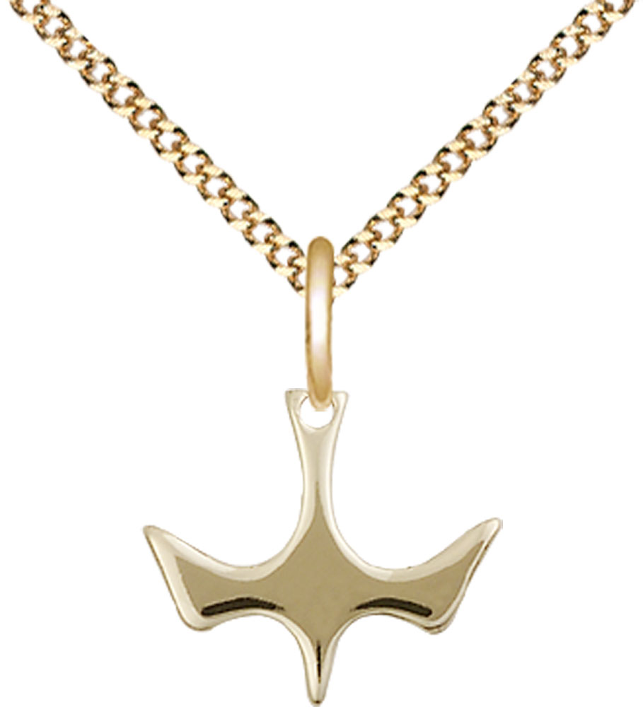 14kt Gold Filled Holy Spirit Pendant on a 18 inch Gold Plate Light Curb chain
