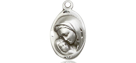 Sterling Silver Madonna &amp; Child Medal - With Box