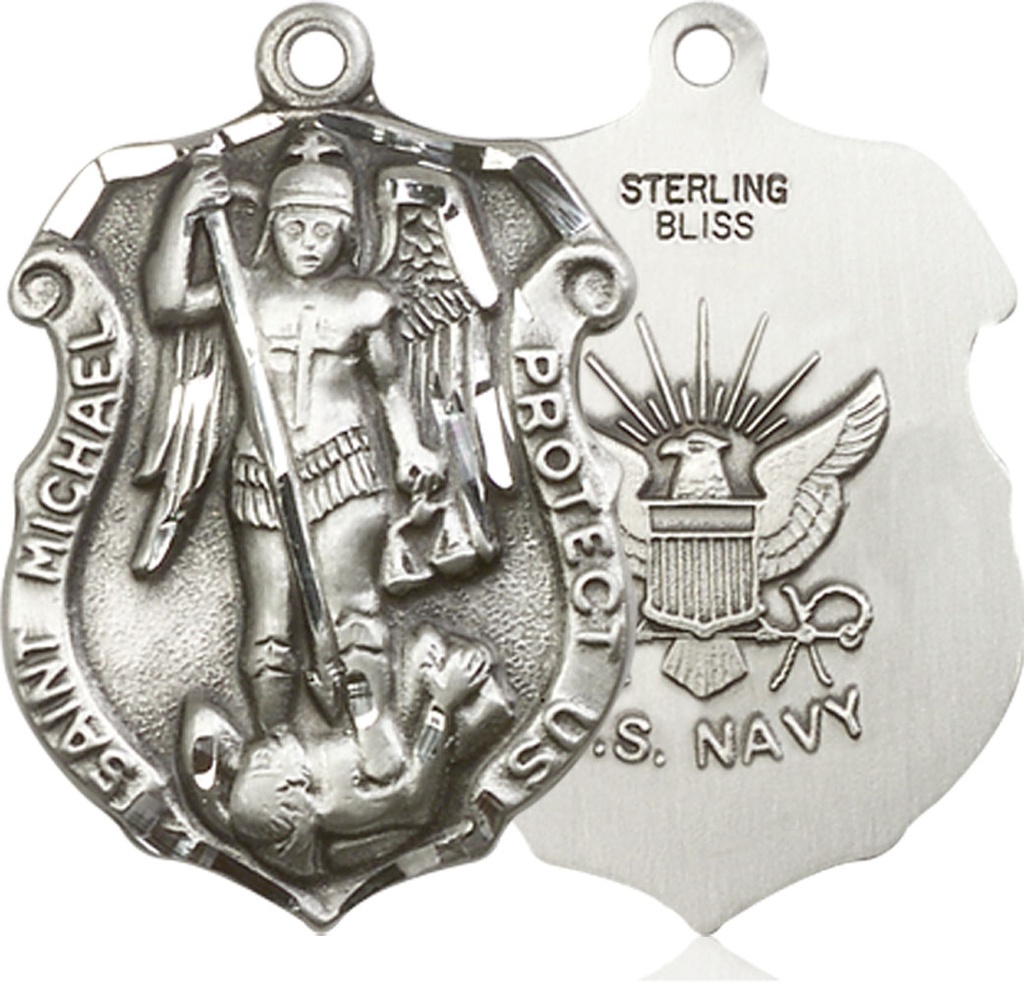 Sterling Silver Saint Michael Navy Medal