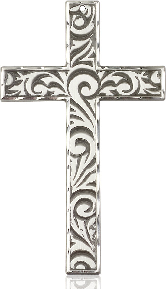Sterling Silver Knurled Cross Medal