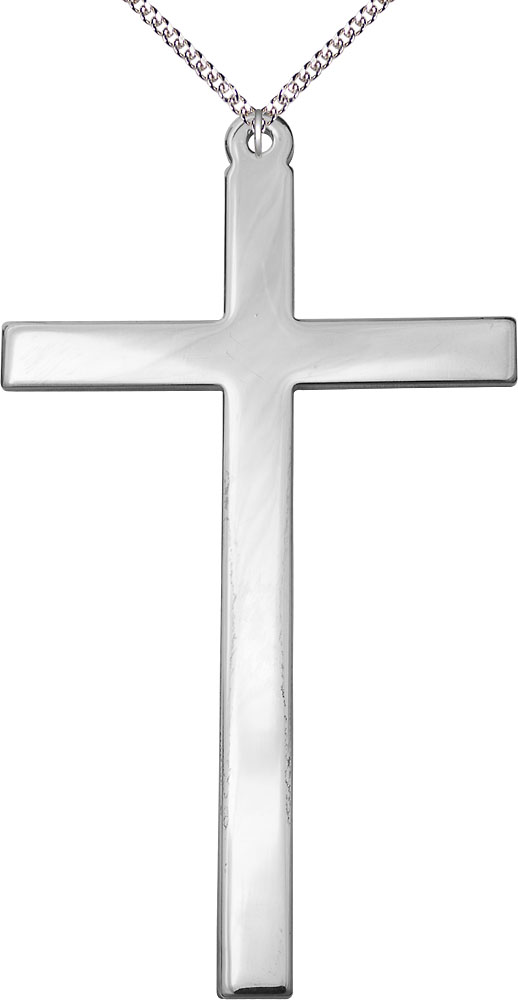 Sterling Silver Cross Pendant on a 24 inch Sterling Silver Heavy Curb chain