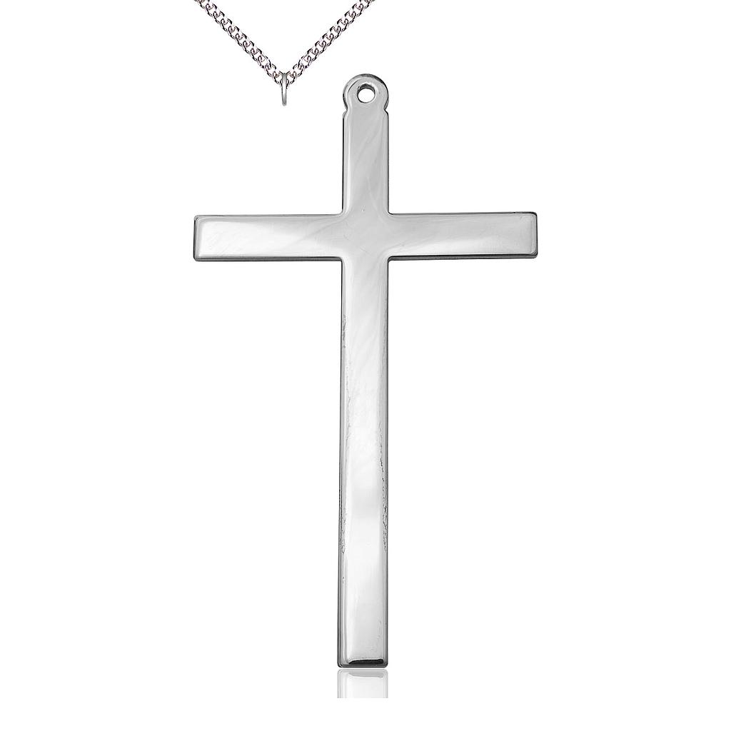 Sterling Silver Cross Pendant on a 24 inch Sterling Silver Heavy Curb chain