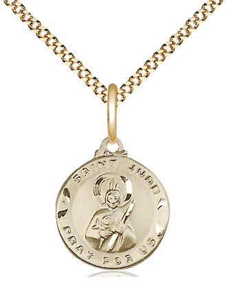 14kt Gold Filled Saint Jude Pendant on a 18 inch Gold Plate Light Curb chain