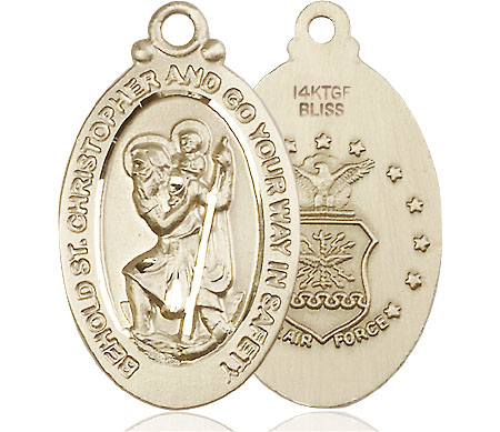 14kt Gold Filled Saint Christopher Air Force Medal