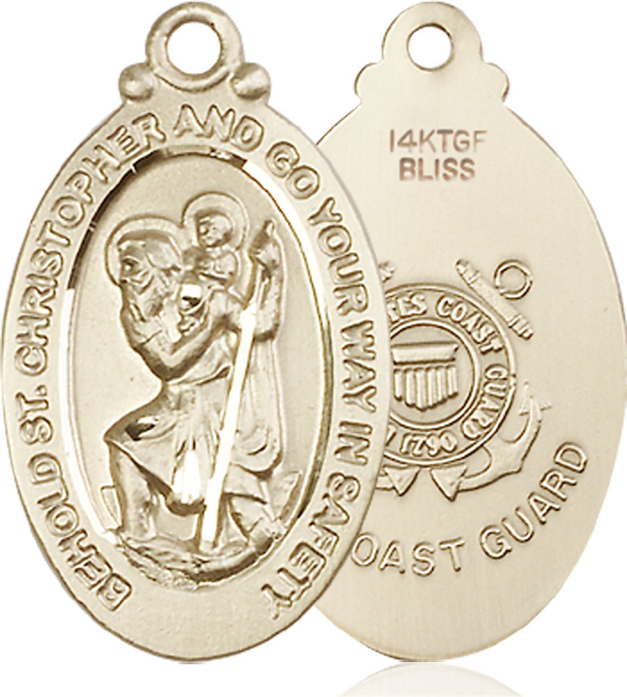 14kt Gold Filled Saint Christopher Coast Guard Medal