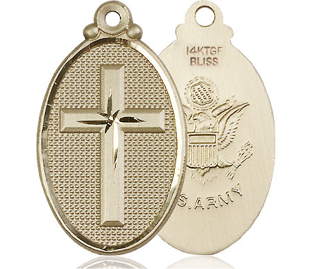 14kt Gold Filled Cross Army Medal