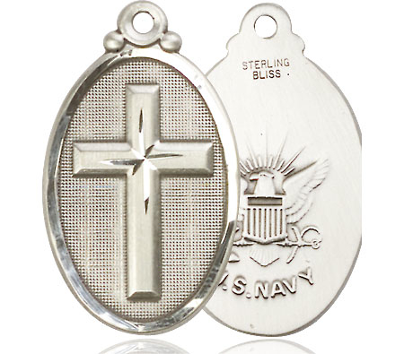 Sterling Silver Cross Navy Medal