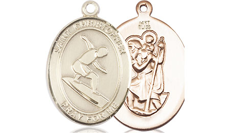 14kt Gold Saint Christopher Surfing Medal